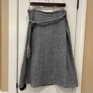 NEW Len Ok 100% Linen Wrap Skirt Women’s XL Charcoal Gray